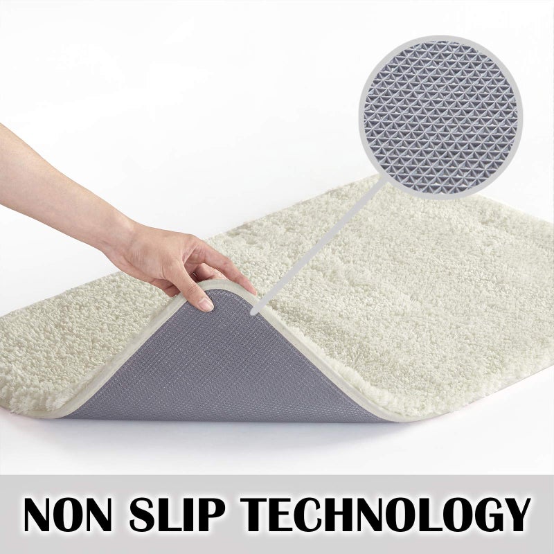 Suchtale Non Slip Bath Mat - Soft Microfiber Shaggy Bath Mat for Bathroom, Machine Washable, Thick Plush, Water Absorbent (16 x 24 Ivory) - Image 3